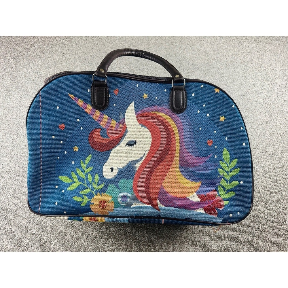 Rady Importaciones Travel Bag Women Multi Color Plaid Unicorn Fantasy Weekender